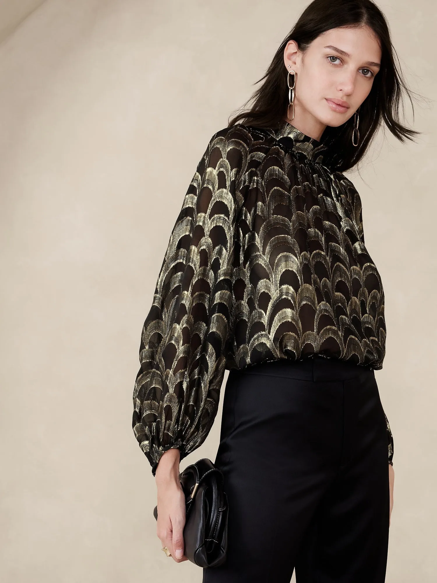 Mali Metallic Silk Jacquard Top