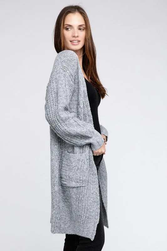 Taylor Twist Knitted Open Front Cardigan With Pockets